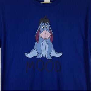 Disney Blue Eeyore 'Mood' Short Sleeve Tee Shirt NWT 100% Cotton Size XL
